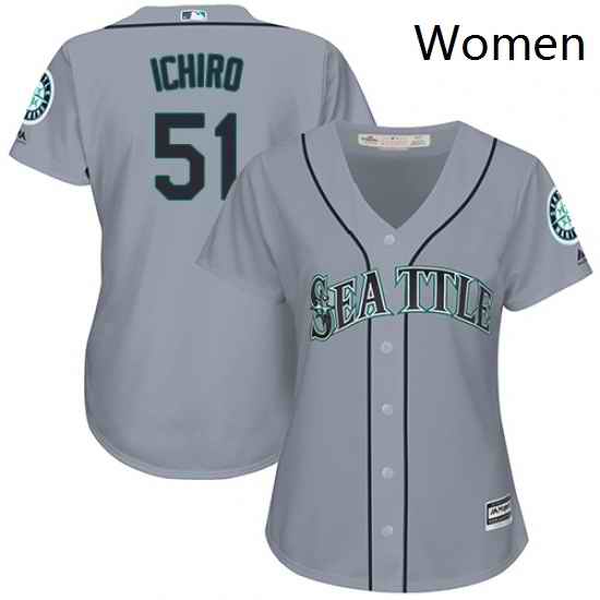 Womens Majestic Seattle Mariners 51 Ichiro Suzuki Authentic Grey Road Cool Base MLB Jersey